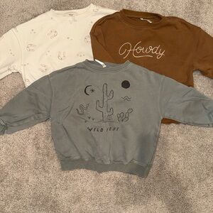 Rylee + Cru Western Set of 3 Relaxed Fit Sweatshirts. Size 4/5Y.